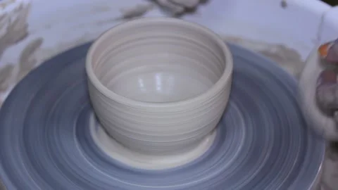 Creating vase of white clay close-up Stock Footage 148163108