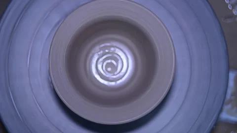 Creating vase of white clay close-up top view Stock Footage 148265045