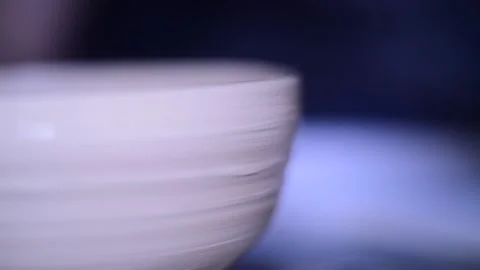 Creating vase of white clay close-up macro slow motion Stock Footage 148265181