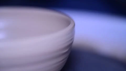 Creating vase of white clay close-up macro slow motion Stock Footage 148265184