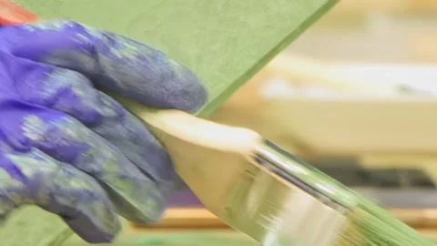Creating Vibrant Art With Careful Brush Strokes and Rich Colors Stock Footage 340594282