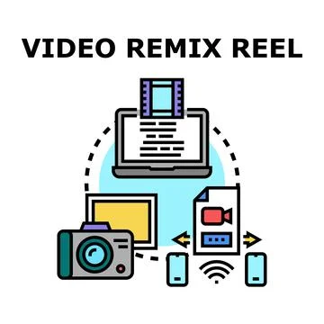 Creating video content remix reel concept vector Stock Illustration