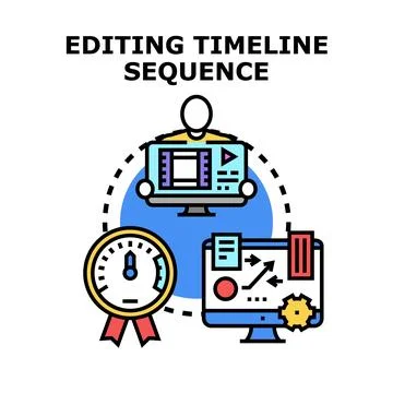 Creating video editing timeline sequence workflow Stock Illustration