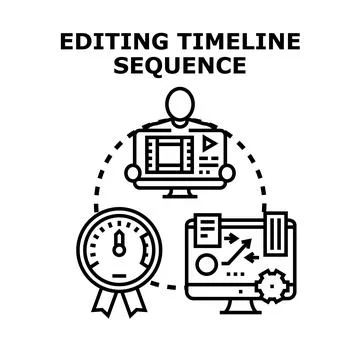 Creating video editing timeline sequence workflow Stock Illustration