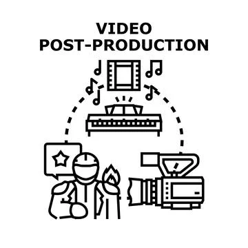 Creating video post production with sound and editing elements Illustrazione stock