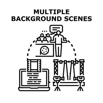 Creating virtual media content for various scene backdrops Stock Illustration