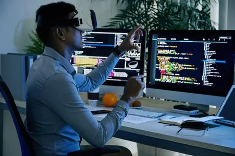 Creating virtual reality app Foto stock