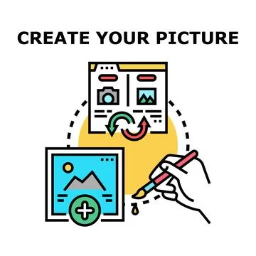 Creating visual content using art and digital tools 库存插图