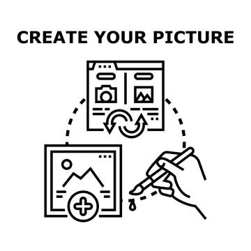 Creating visual content using art and digital tools Stock Illustration