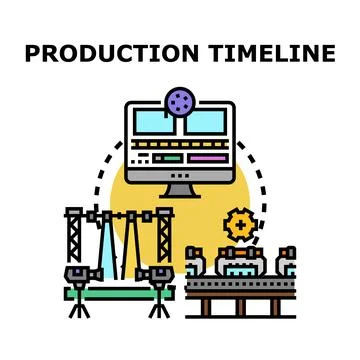 Creating visual media content production timeline concept Stock Illustration