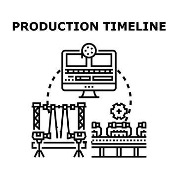 Creating visual media content production timeline concept Stock Illustration