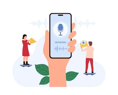 Creating Voice Messages on Mobile Devices concept Stock Illustration