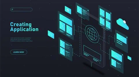 Creating web application black poster vector Stock Illustration