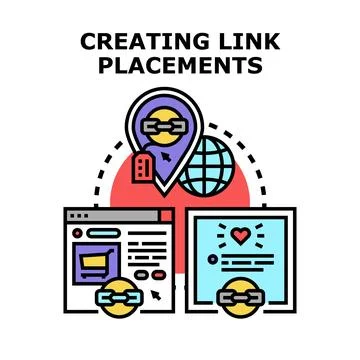 Creating web link placements vector concept illustration Stock Illustration