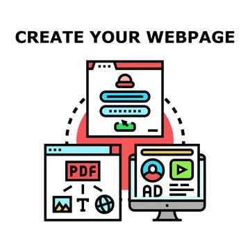 Creating web page and website development process Stock-Illustration