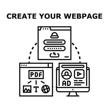 Creating web page and website development process 스톡 일러스트