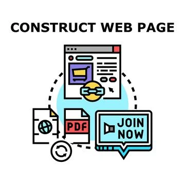 Creating web page content building online experience 库存插图