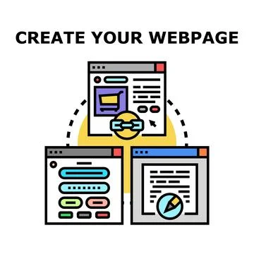 Creating web page content for online presence Illustration