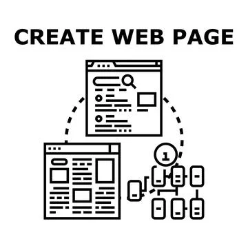 Creating web page design and development diagram Stock Illustration