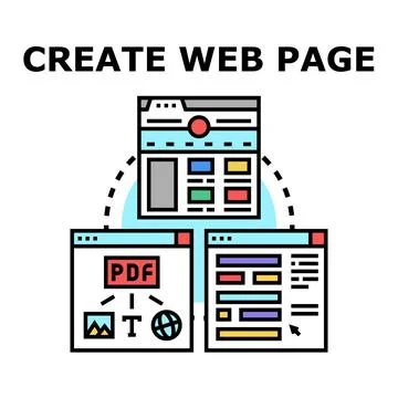 Creating web page layout and content for online presence 库存插图