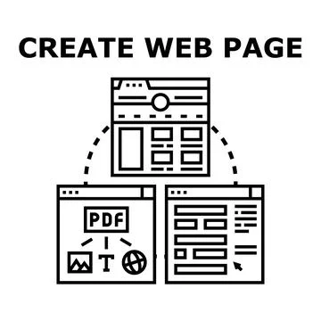 Creating web page layout and content for online presence Illustrazione stock