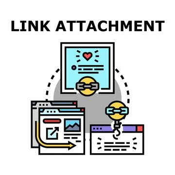 Creating web page link attachment and data connection Stock Illustration