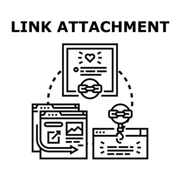 Creating web page link attachment and data connection Stock Illustration