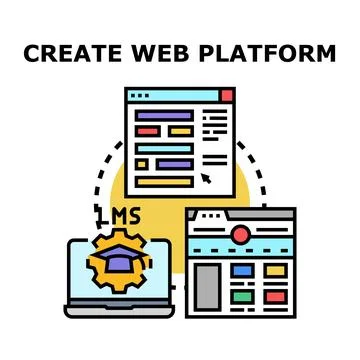 Creating web platform system for online education and learning Illustrazione stock