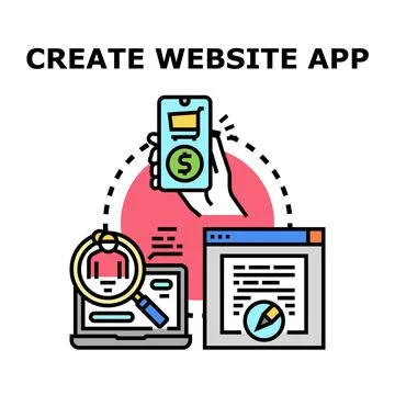 Creating website and mobile app development concept 库存插图