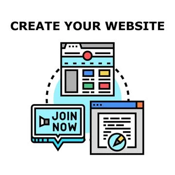 Creating website with content editing and promotion Stock Illustration