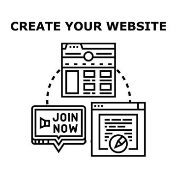 Creating website with content editing and promotion Stock Illustration