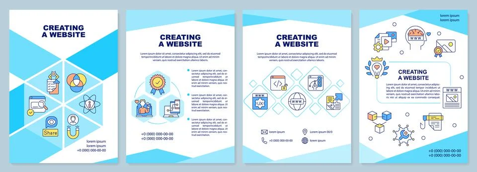 Creating website cyan brochure template Stock Illustration