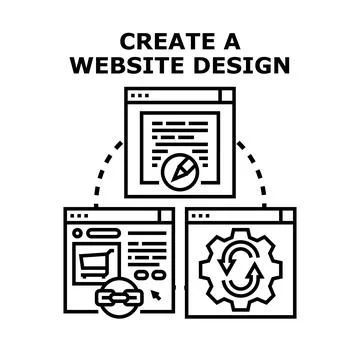 Creating website design and development process Stock Illustration