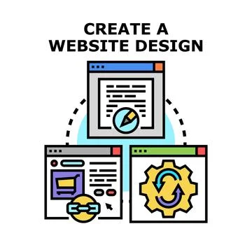 Creating website design and development process Stock-Illustration