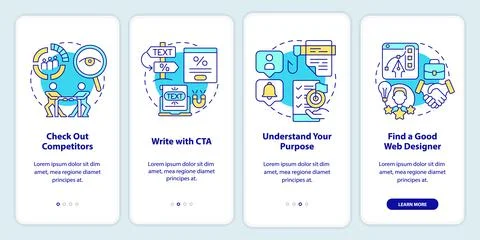 Creating website dos onboarding mobile app screen Illustrazione stock