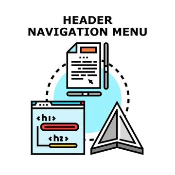 Creating website header navigation menu vector concept Ilustración de archivo