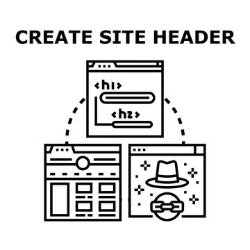 Creating website header for user interface development Stock Illustration