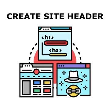 Creating website header for user interface development 库存插图