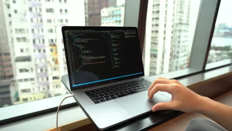 Creating Website Landing Page Using Visual Studio Code In A Laptop. close 스톡 동영상 165192604