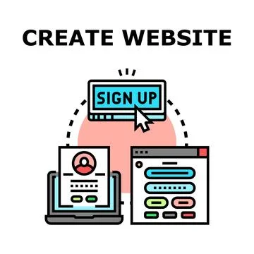 Creating website online account registration process Stock Illustration