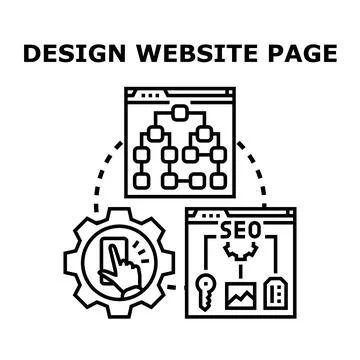Creating website page structure and seo optimization process 스톡 일러스트