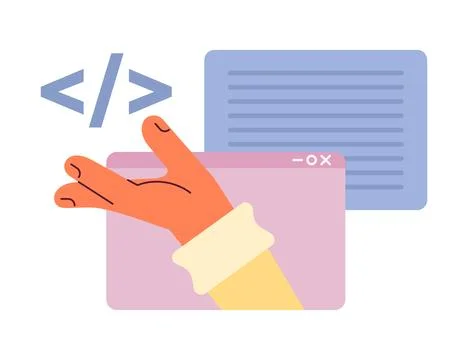 Creating website script flat concept vector spot illustration Illustrazione stock