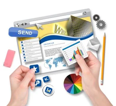 Creating website template with graphic designer Stock Illustration