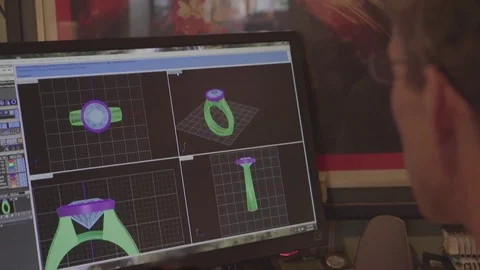 Creating wedding ring jewelry plans on CAD computer programing 스톡 동영상 82400116