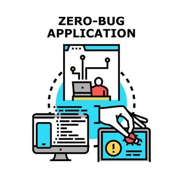 Creating zero bug application through debugging process 스톡 일러스트