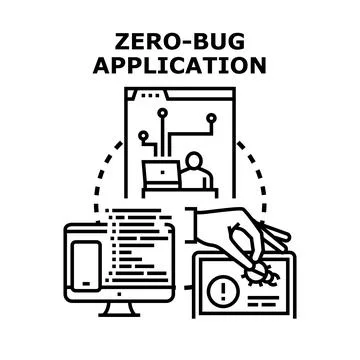Creating zero bug application through debugging process Stock Illustration