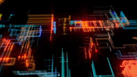 Creation of 3d composition rectangular glow grids. Information technology Stockbeeldmateriaal 277033668