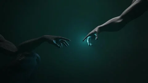 Creation of Adam in 3d, the creator and the creation, Stock Footage 241585277