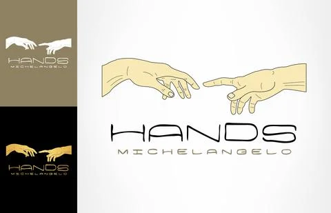 The Creation of Adam Hands Michelangelo vector Stock Illustration