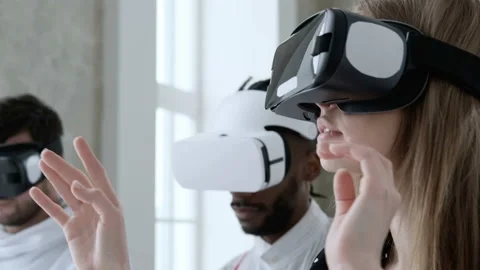 Creation of applications or programs for virtual and augmented reality. Video stock 99657695